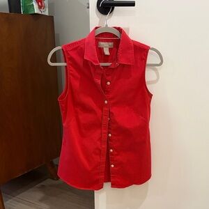 Banana republic orange / Red Sleeveless Button-Up Shirt